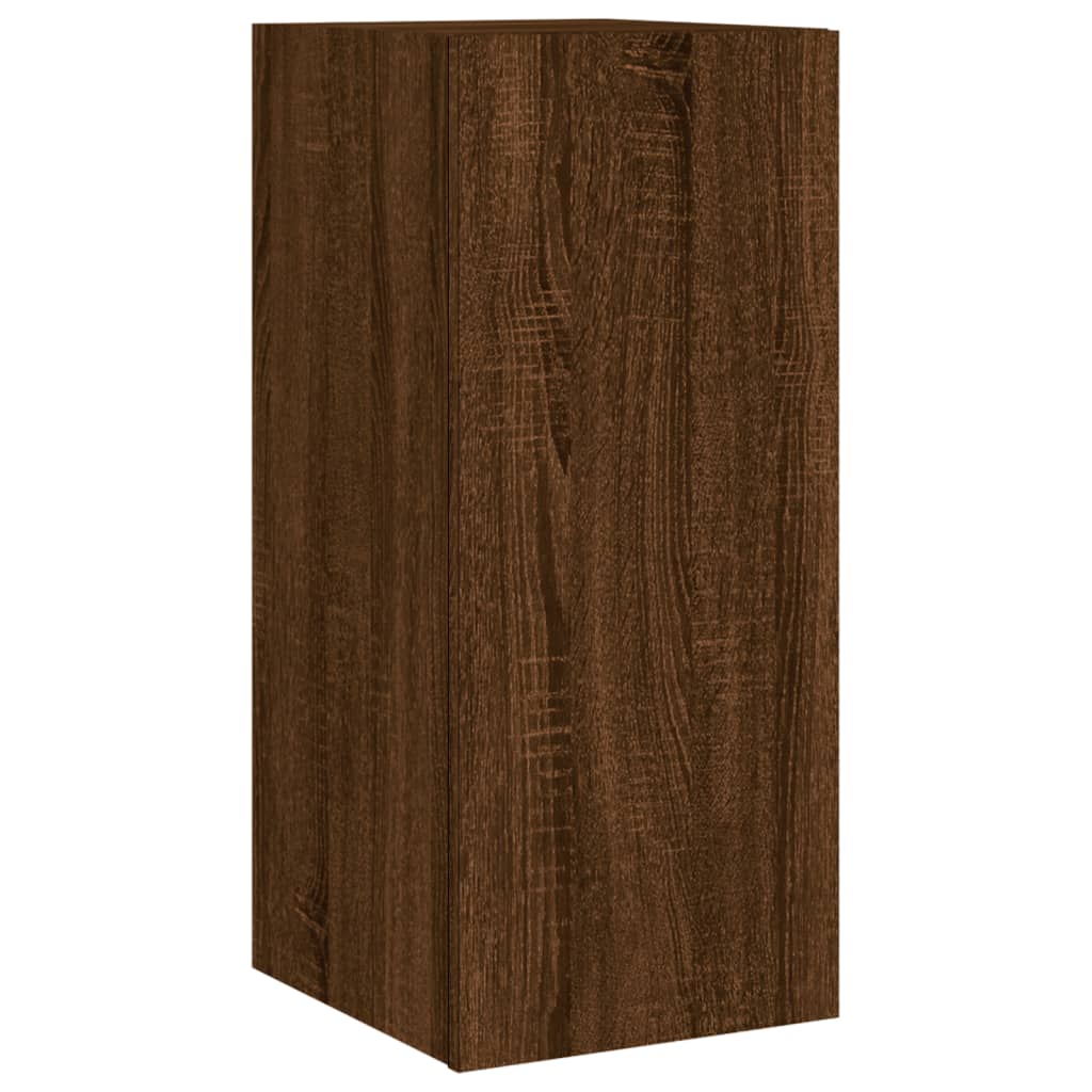 TV wall cabinet with LED lights brown oak look 30.5x35x70cm