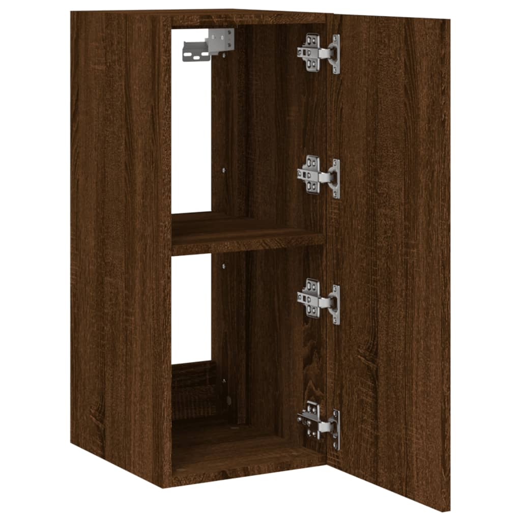 TV wall cabinet with LED lights brown oak look 30.5x35x70cm