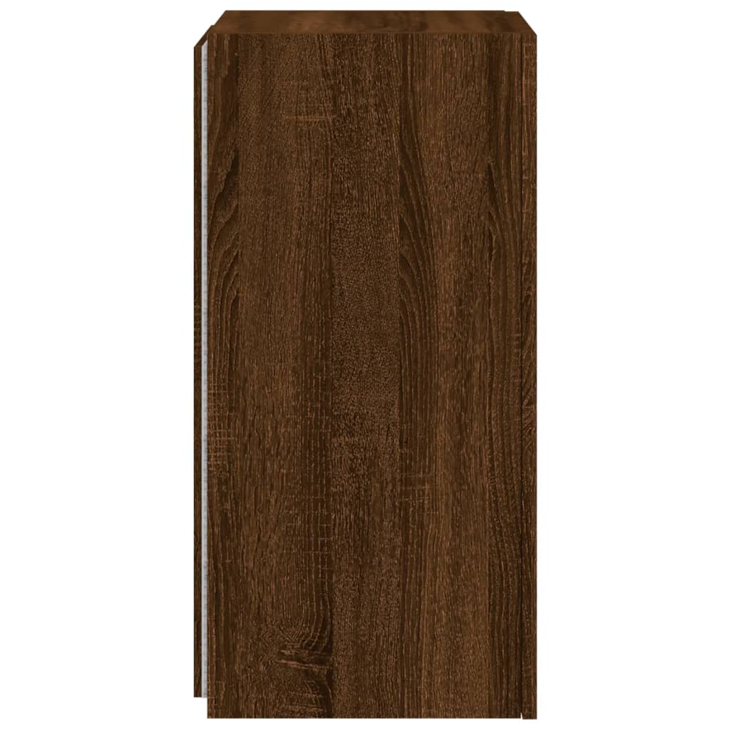 TV wall cabinet with LED lights brown oak look 30.5x35x70cm