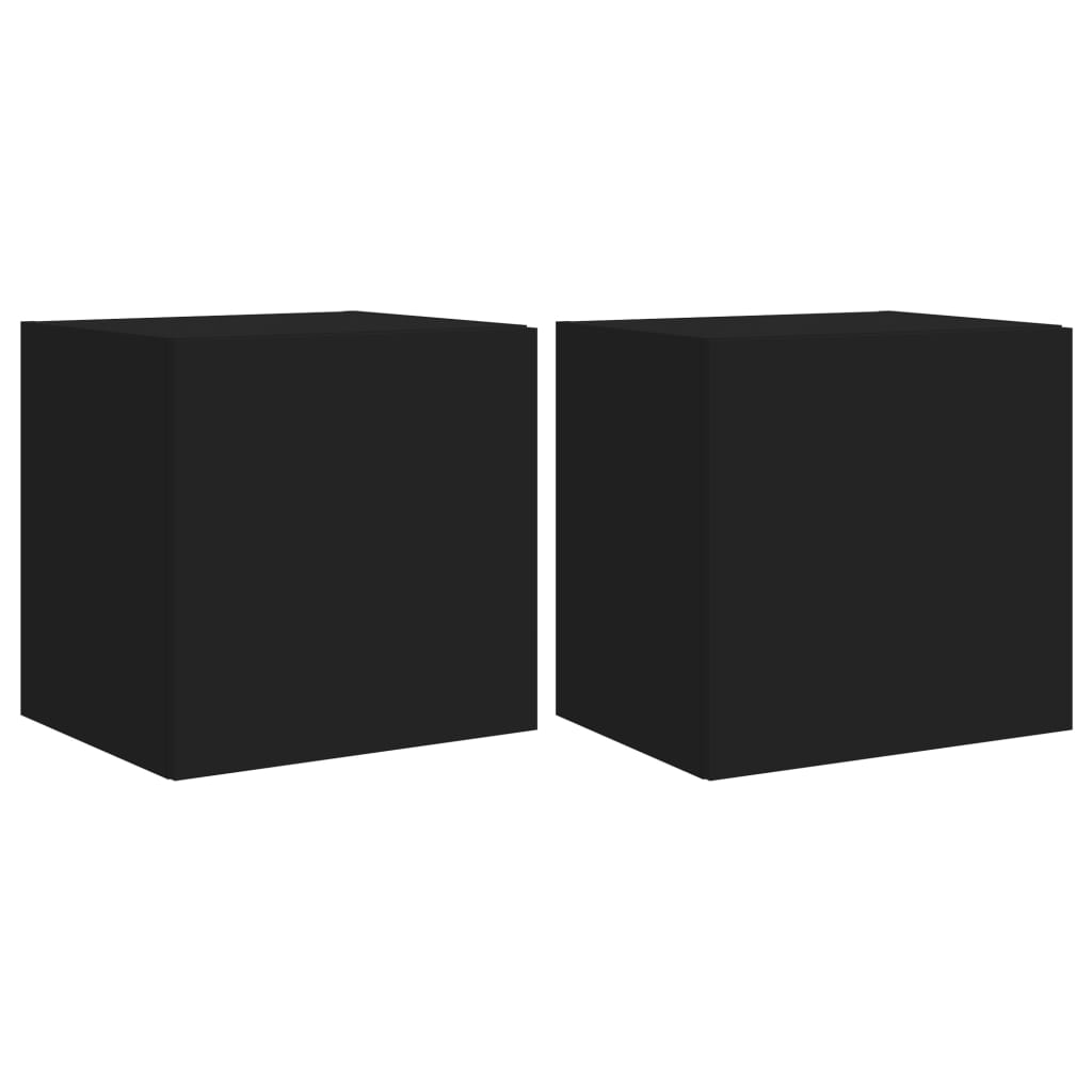 TV wall cabinets with LED lights 2 pcs. Black 40.5x35x40 cm