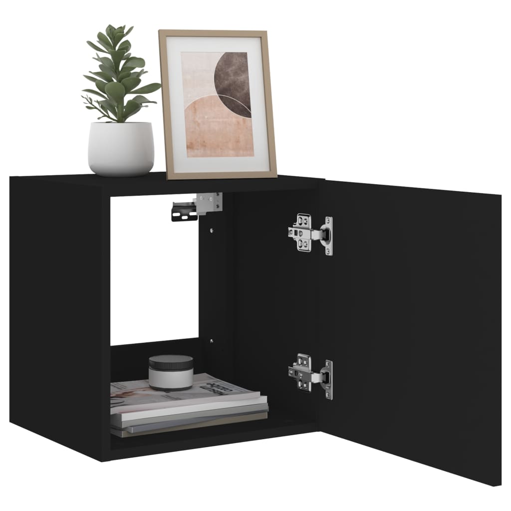 TV wall cabinets with LED lights 2 pcs. Black 40.5x35x40 cm