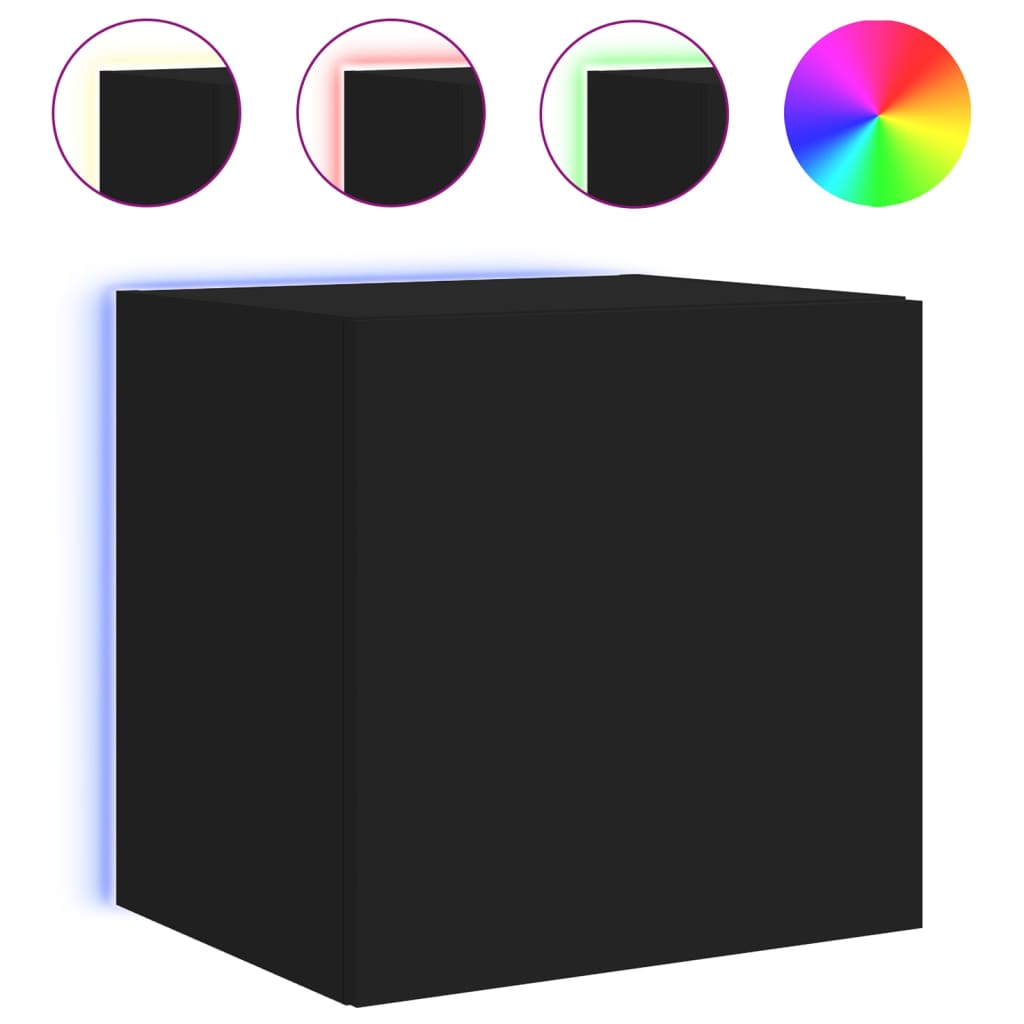 TV wall cabinets with LED lights 2 pcs. Black 40.5x35x40 cm