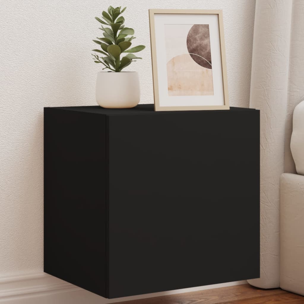 TV wall cabinets with LED lights 2 pcs. Black 40.5x35x40 cm