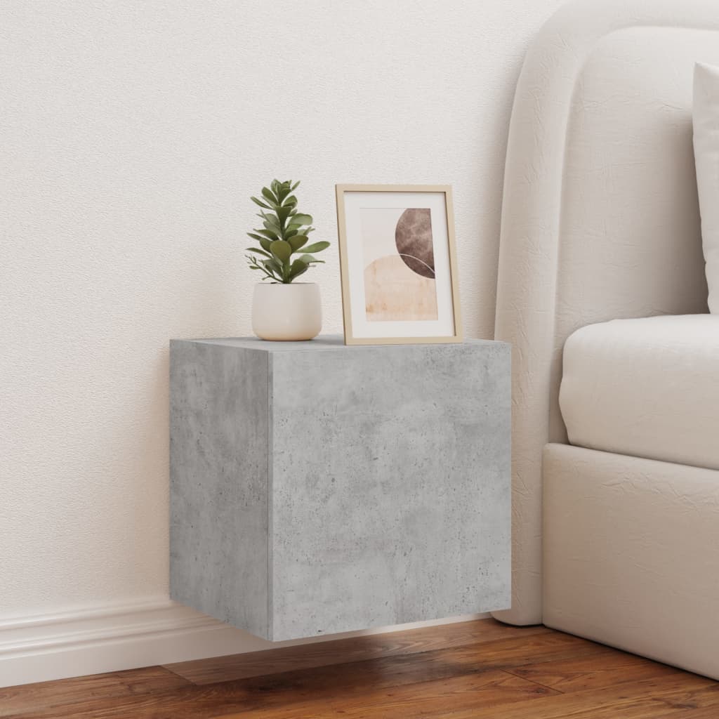 TV wall cabinet with LED lights concrete grey 40.5x35x40 cm