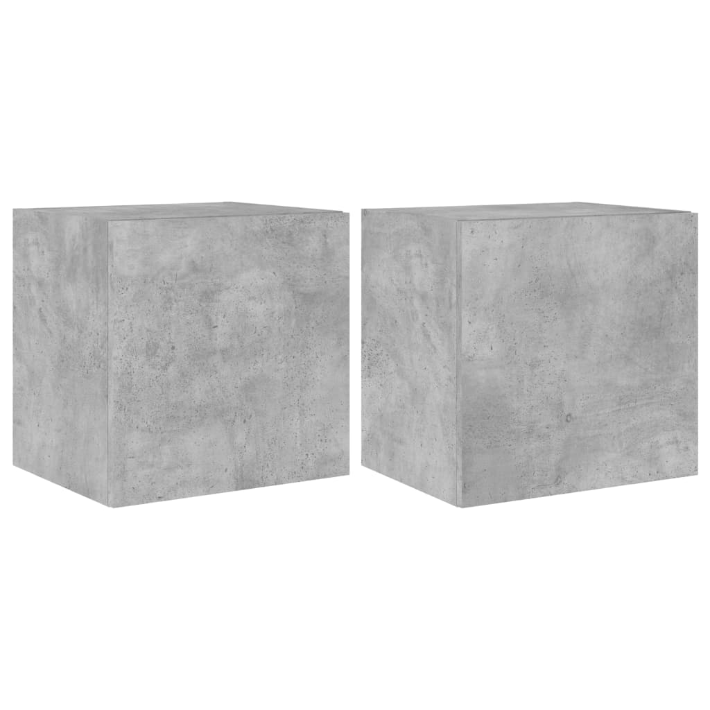 Meubles TV muraux avec lumières LED 2 pièces Gris béton 40,5x35x40 cm.