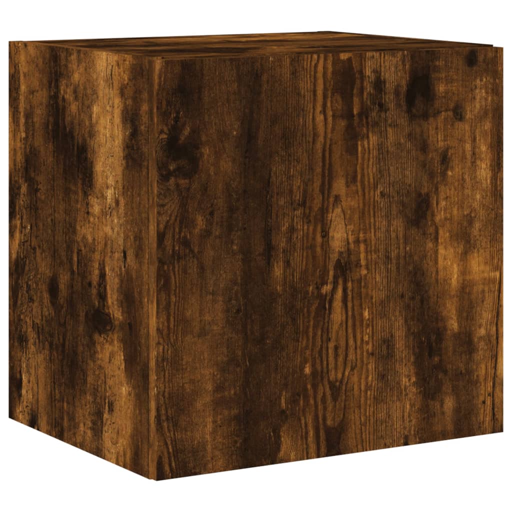TV wall cabinets with LED lights 2 pcs. Smoked oak
