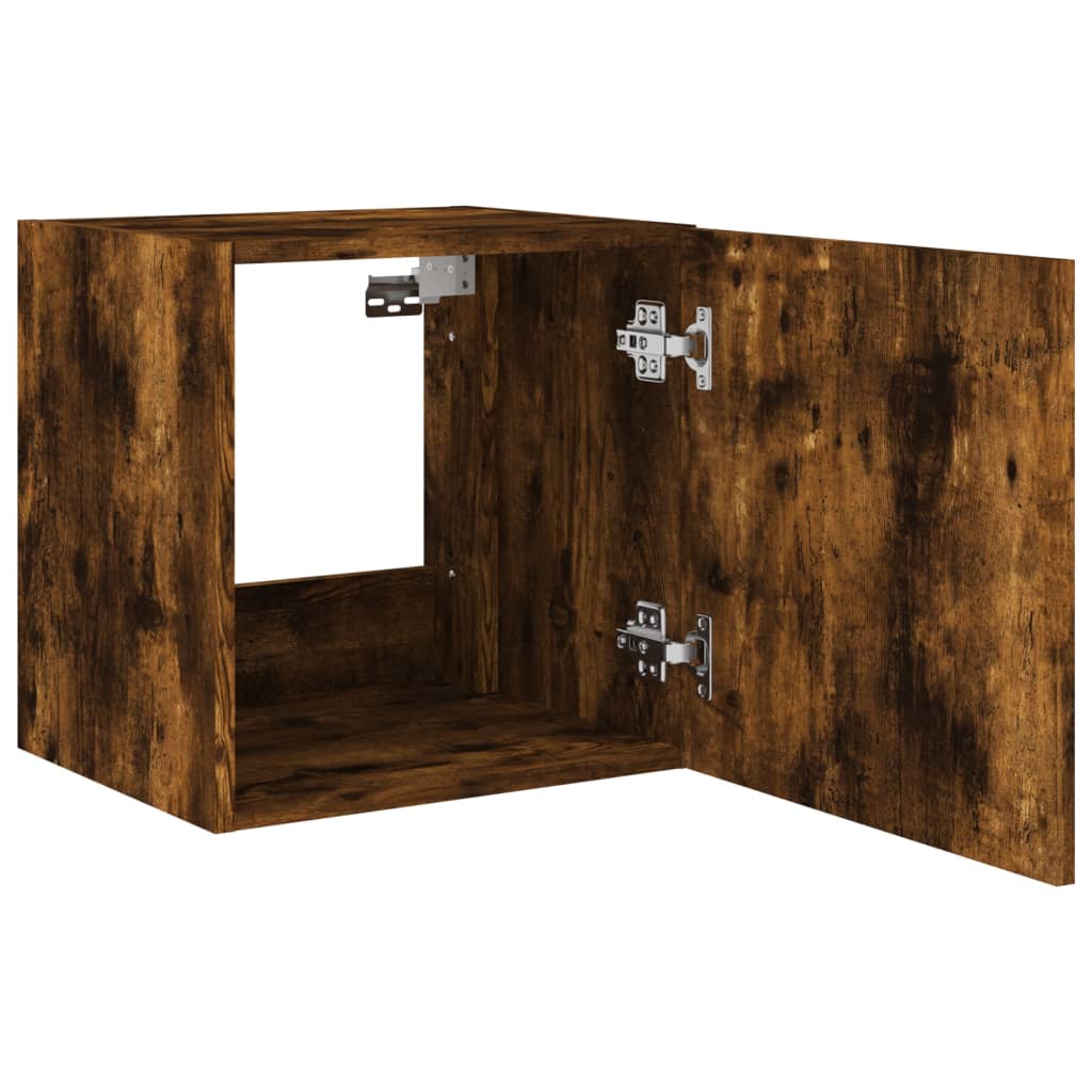 TV wall cabinets with LED lights 2 pcs. Smoked oak