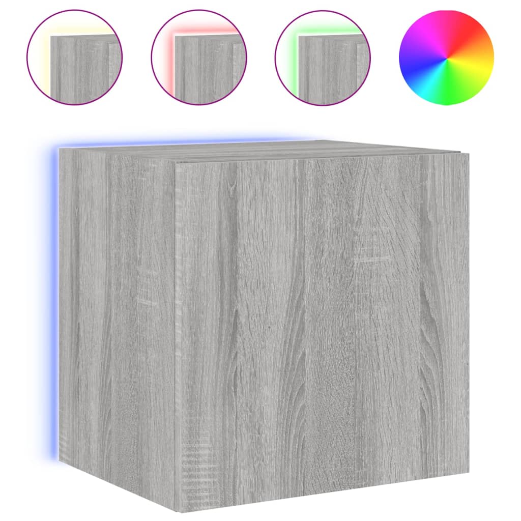 TV wall cabinet with LED lights Gray Sonoma 40.5x35x40 cm