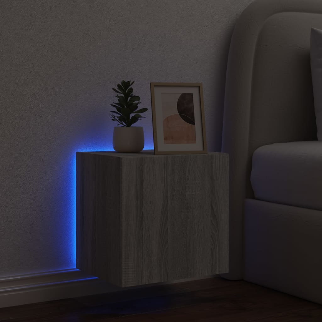 TV wall cabinet with LED lights Gray Sonoma 40.5x35x40 cm
