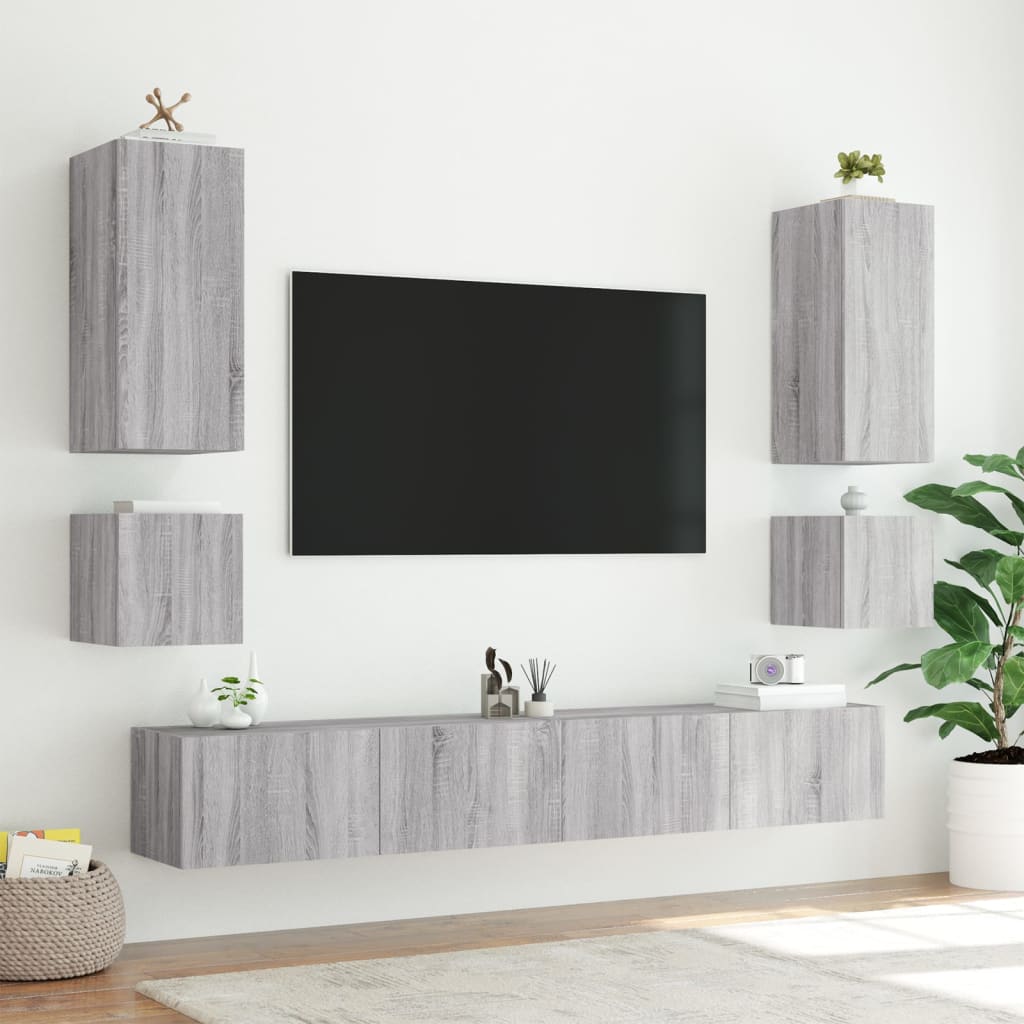 TV wall cabinet with LED lights Gray Sonoma 40.5x35x40 cm