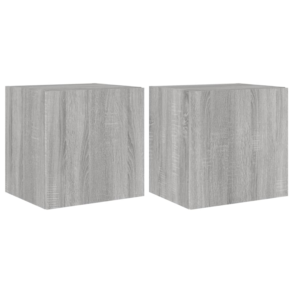 TV-Wandschränke mit LED-Leuchten 2Stk. Grau Sonoma 40,5x35x40cm