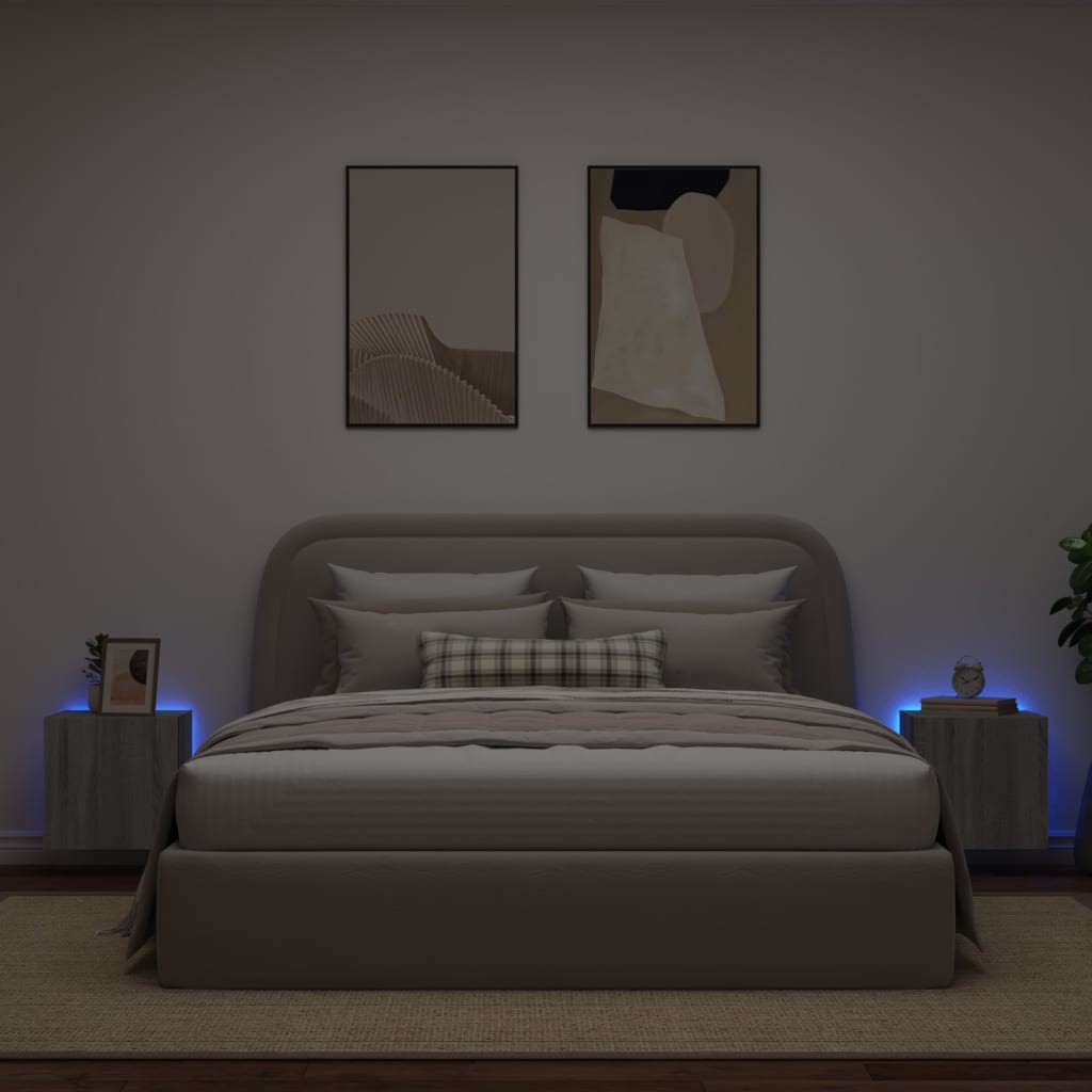 TV-Wandschränke mit LED-Leuchten 2Stk. Grau Sonoma 40,5x35x40cm