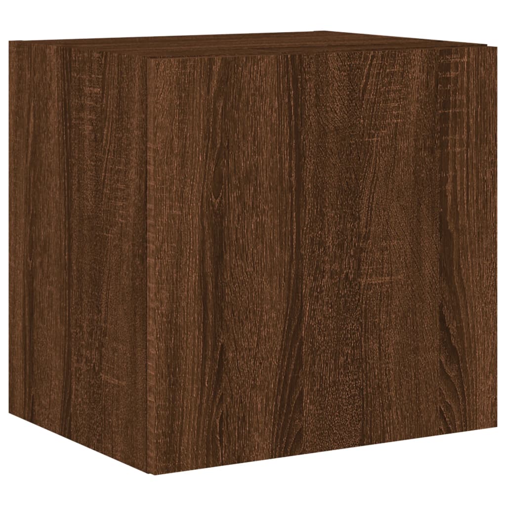 TV wall cabinets with LED lights 2 pcs. Brown oak look