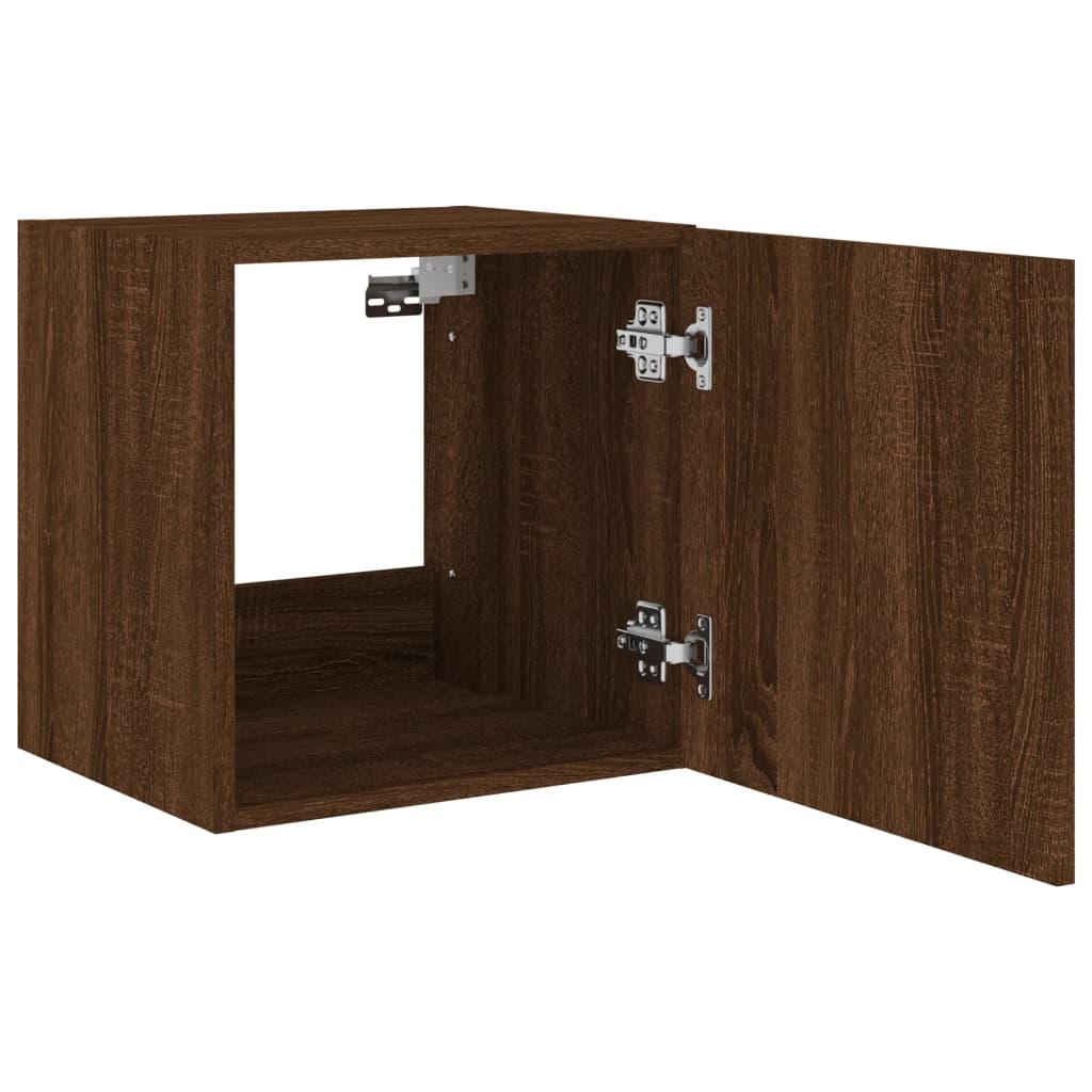 TV wall cabinets with LED lights 2 pcs. Brown oak look