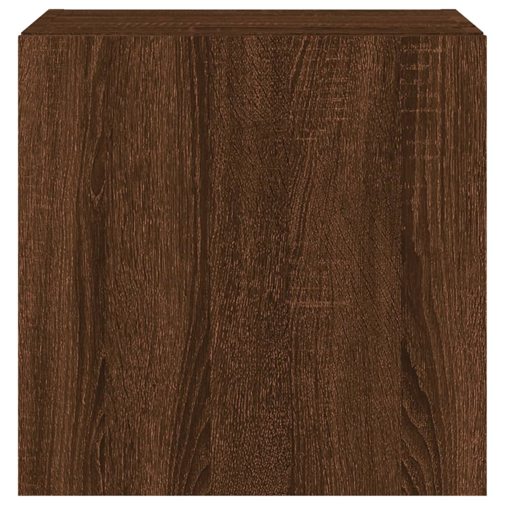 TV wall cabinets with LED lights 2 pcs. Brown oak look