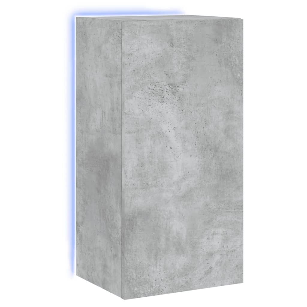 TV wall cabinet with LED lights concrete grey 40.5x35x80 cm