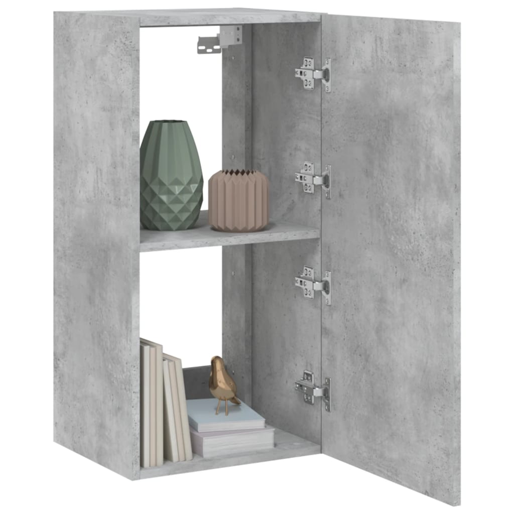 TV wall cabinet with LED lights concrete grey 40.5x35x80 cm