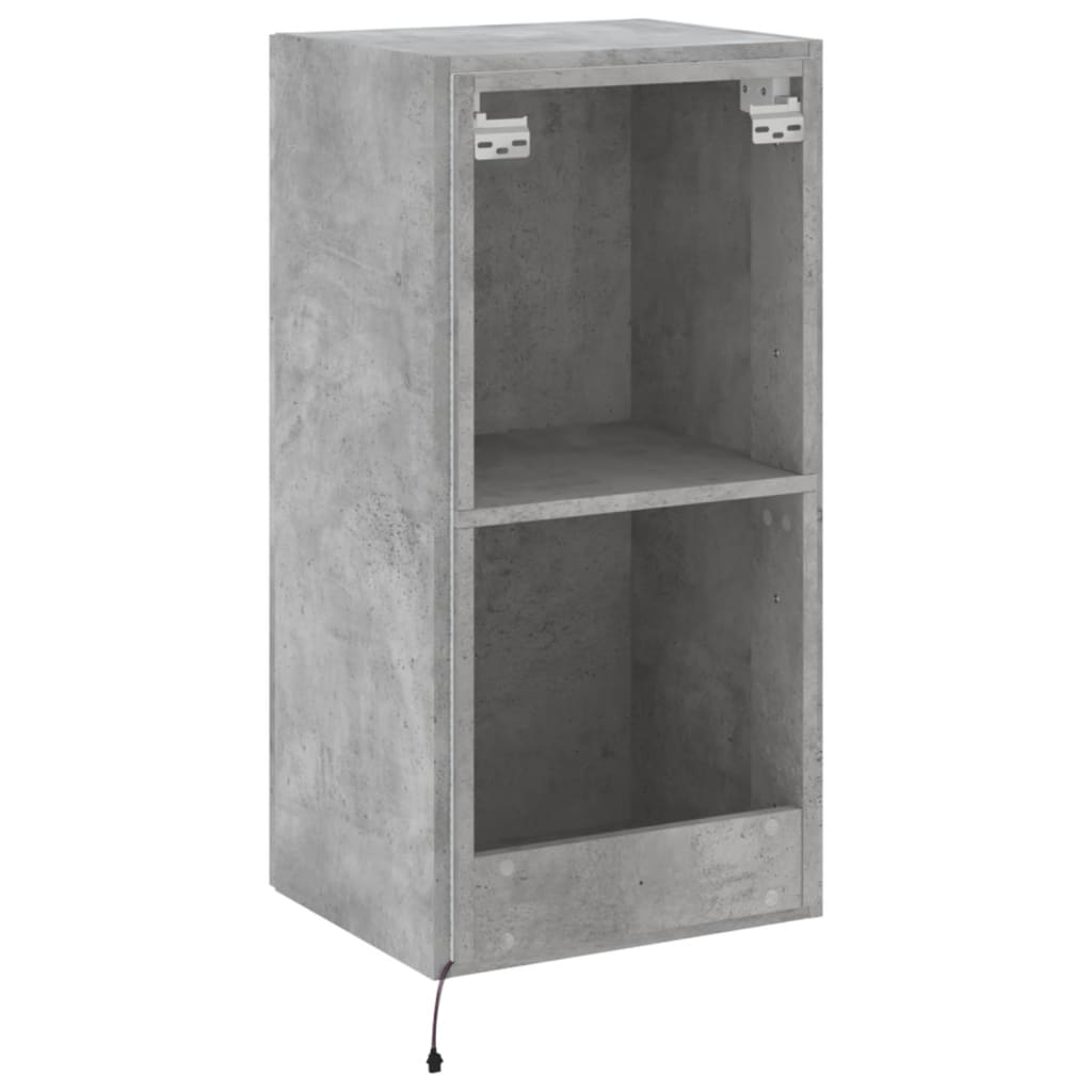 TV wall cabinet with LED lights concrete grey 40.5x35x80 cm