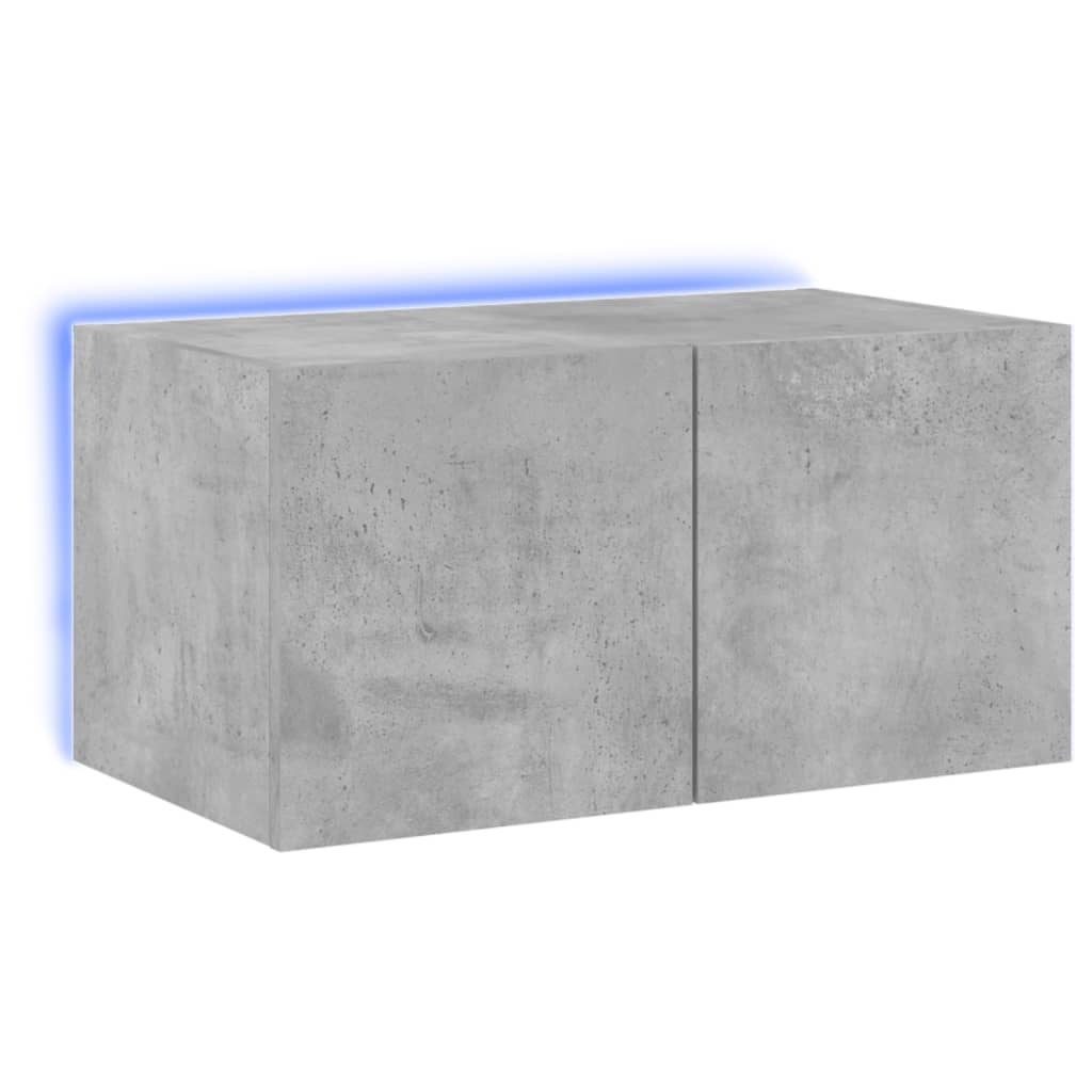 TV wall cabinet with LED lights concrete grey 60x35x31 cm