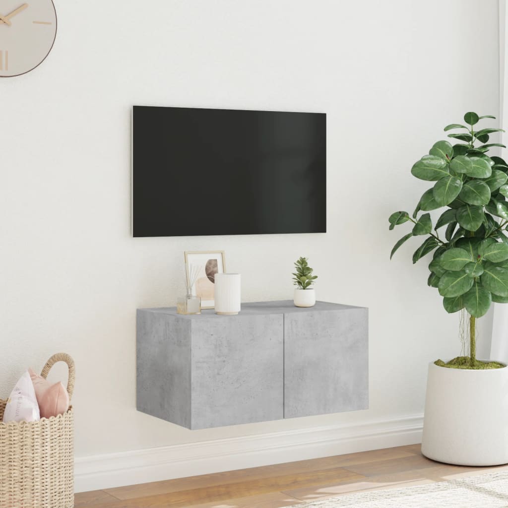 TV wall cabinet with LED lights concrete grey 60x35x31 cm