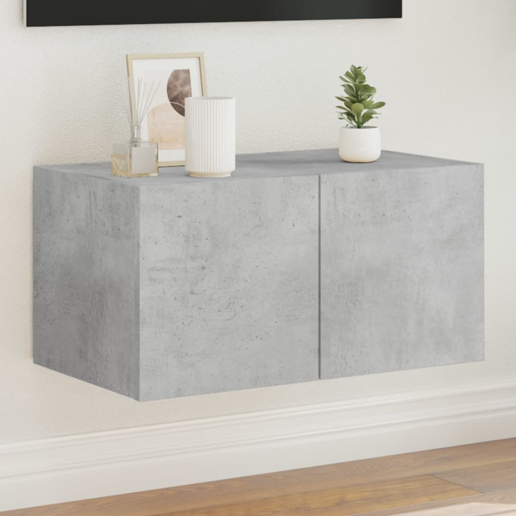 TV wall cabinet with LED lights concrete grey 60x35x31 cm