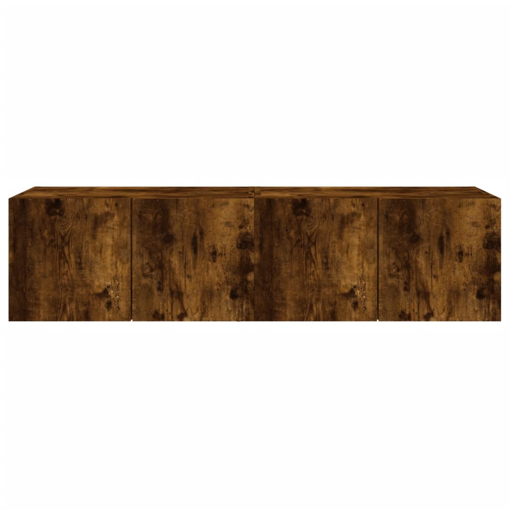 TV wall cabinets with LED lights 2 pieces smoked oak 60x35x31cm