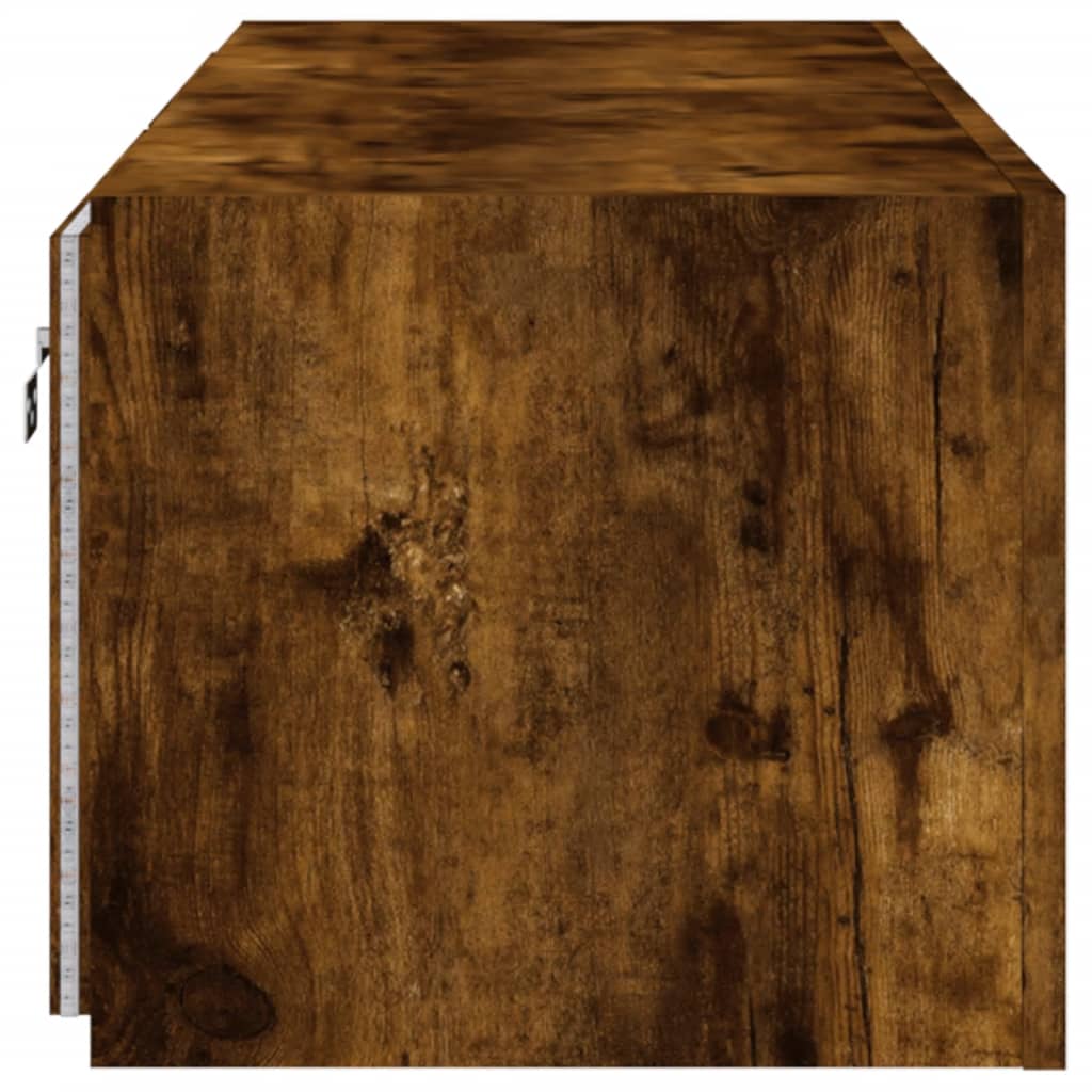 TV wall cabinets with LED lights 2 pieces smoked oak 60x35x31cm