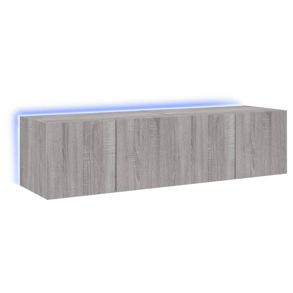 TV-Wandschränke mit LED-Leuchten 2 Stk. Grau Sonoma 60x35x31 cm