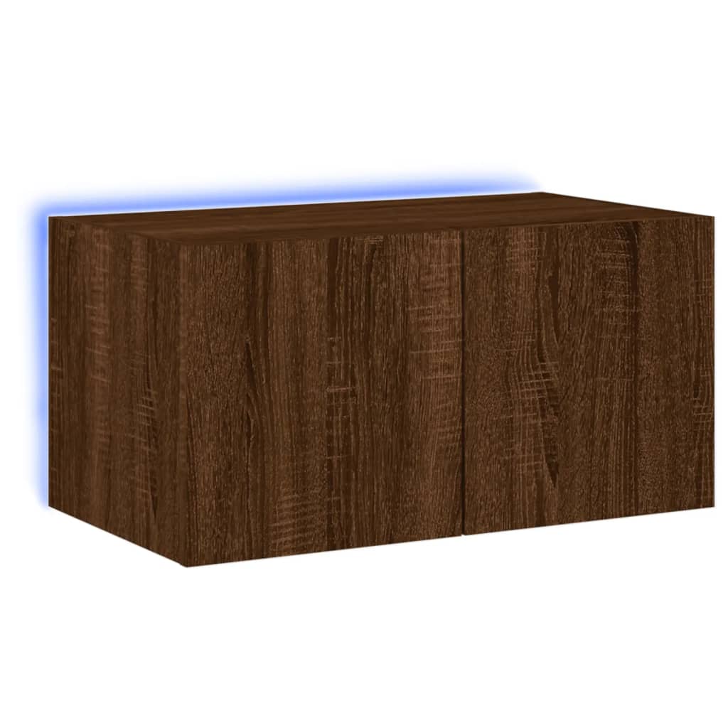 TV wall cabinet with LED lights brown oak look 60x35x31 cm