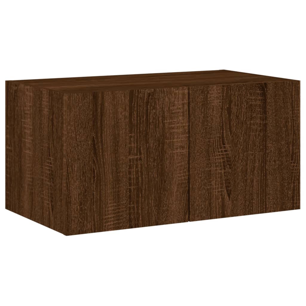 TV wall cabinet with LED lights brown oak look 60x35x31 cm
