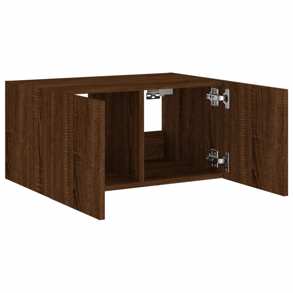 TV wall cabinet with LED lights brown oak look 60x35x31 cm