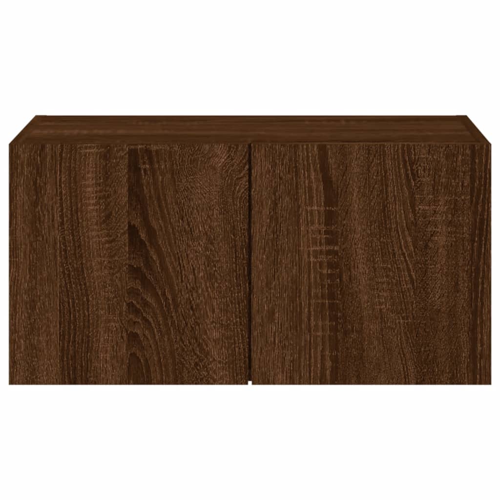 TV wall cabinet with LED lights brown oak look 60x35x31 cm