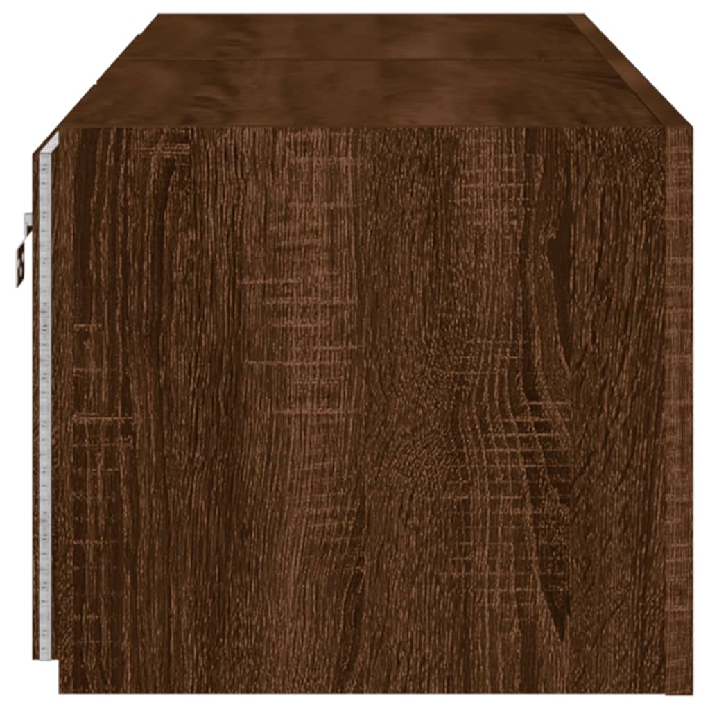 TV wall cabinets with LED lights 2 pcs. Brown oak look