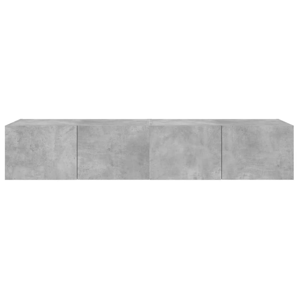 TV-Wandschränke mit LED-Leuchten 2 Stk. Betongrau 80x35x31 cm