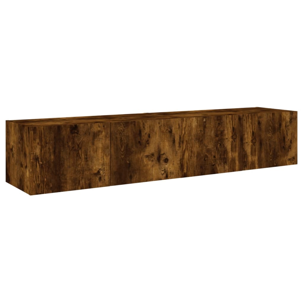 TV wall cabinets with LED lights 2 pieces smoked oak 80x35x31cm