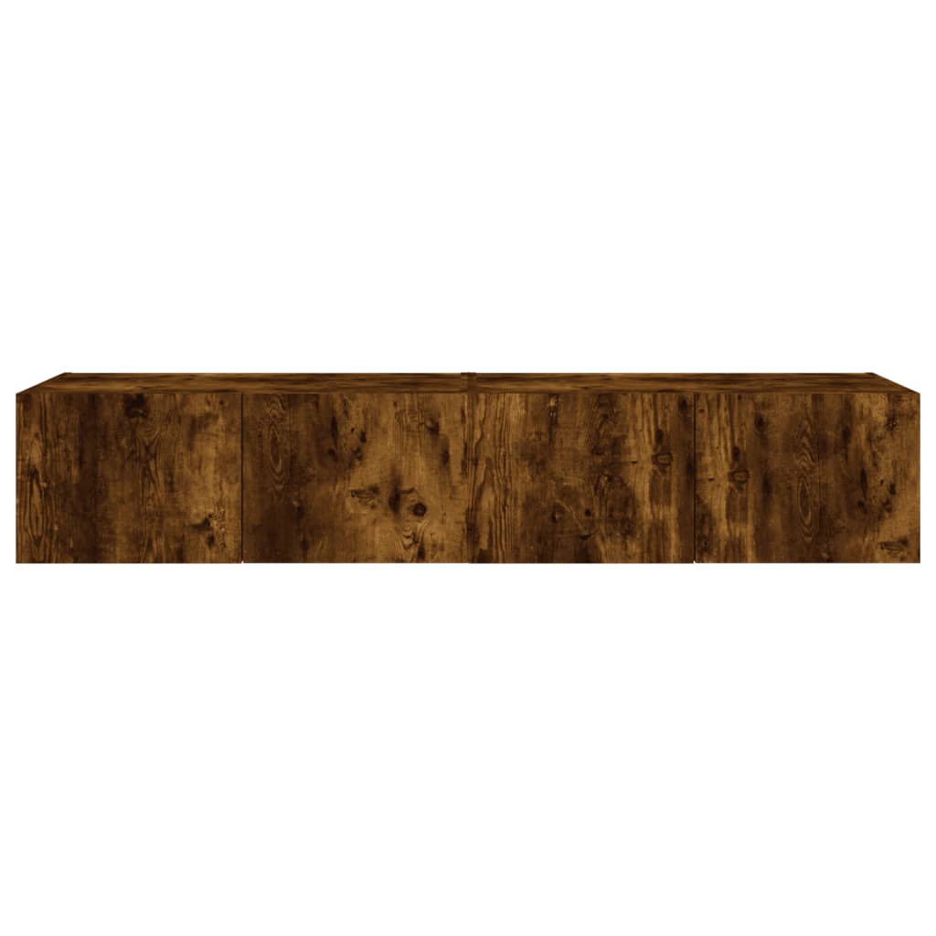 TV wall cabinets with LED lights 2 pieces smoked oak 80x35x31cm