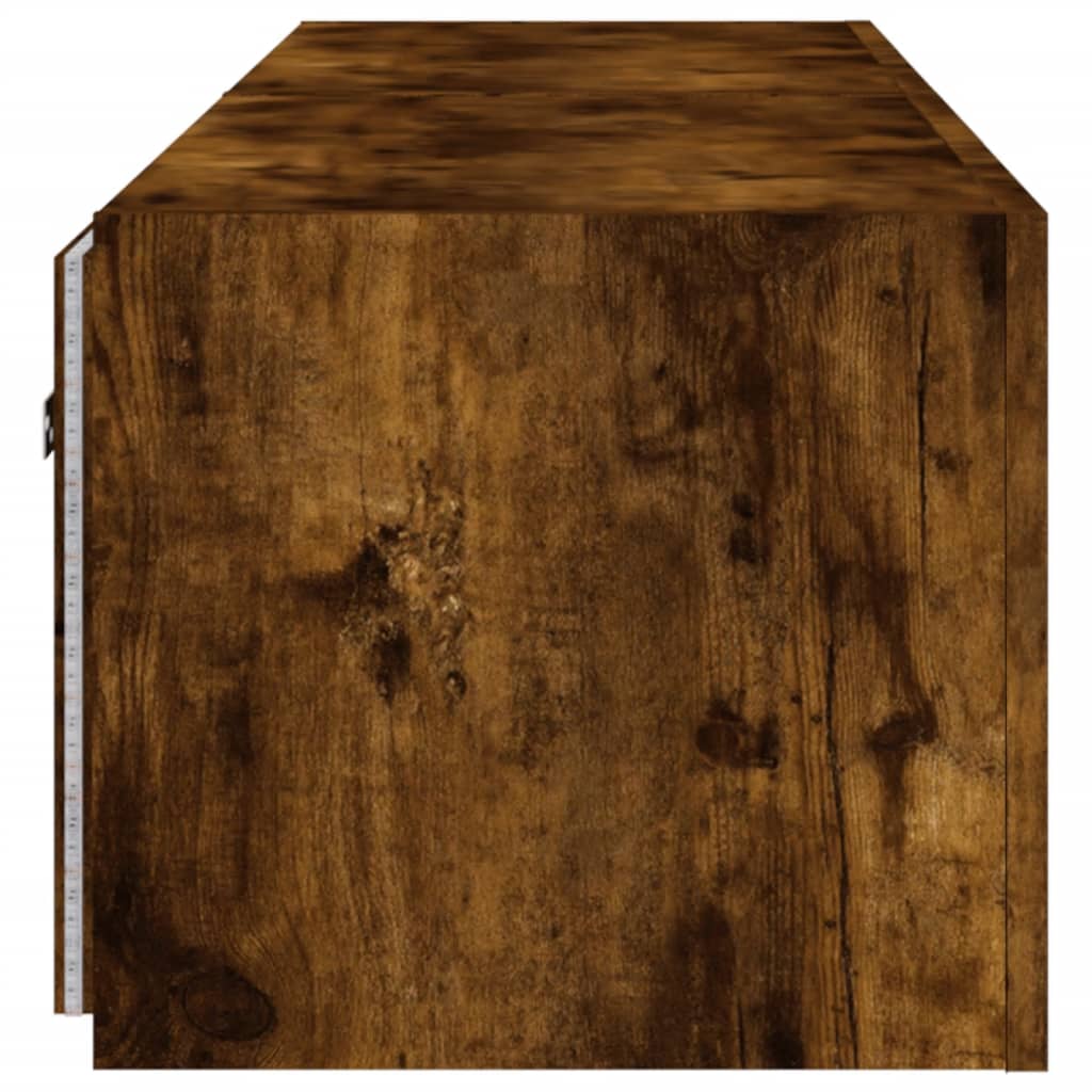 TV wall cabinets with LED lights 2 pieces smoked oak 80x35x31cm