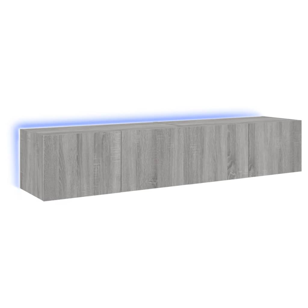 TV wall cabinets with LED lights 2 pcs. Gray Sonoma 80x35x31 cm