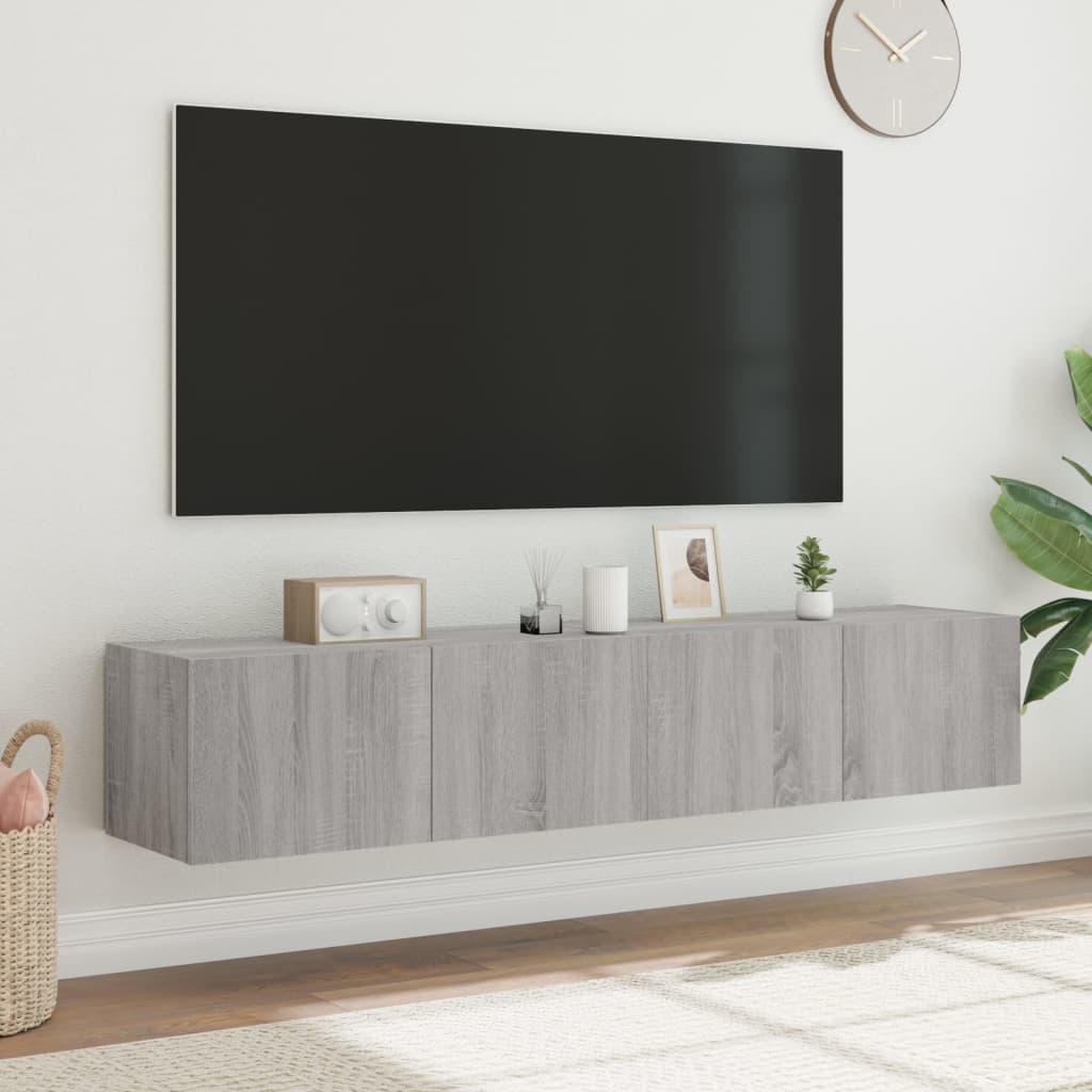 TV wall cabinets with LED lights 2 pcs. Gray Sonoma 80x35x31 cm