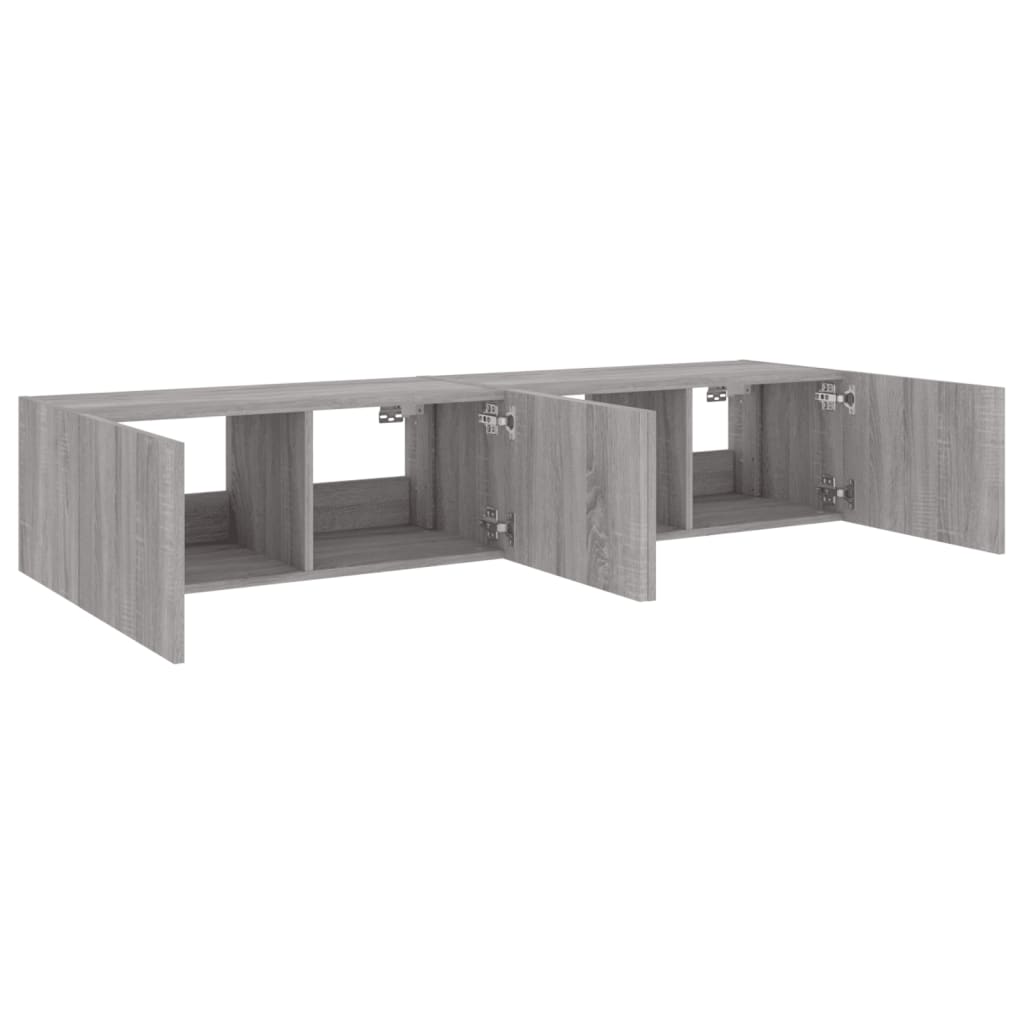 TV wall cabinets with LED lights 2 pcs. Gray Sonoma 80x35x31 cm