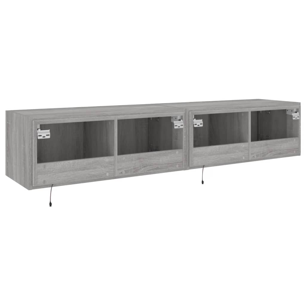 TV wall cabinets with LED lights 2 pcs. Gray Sonoma 80x35x31 cm