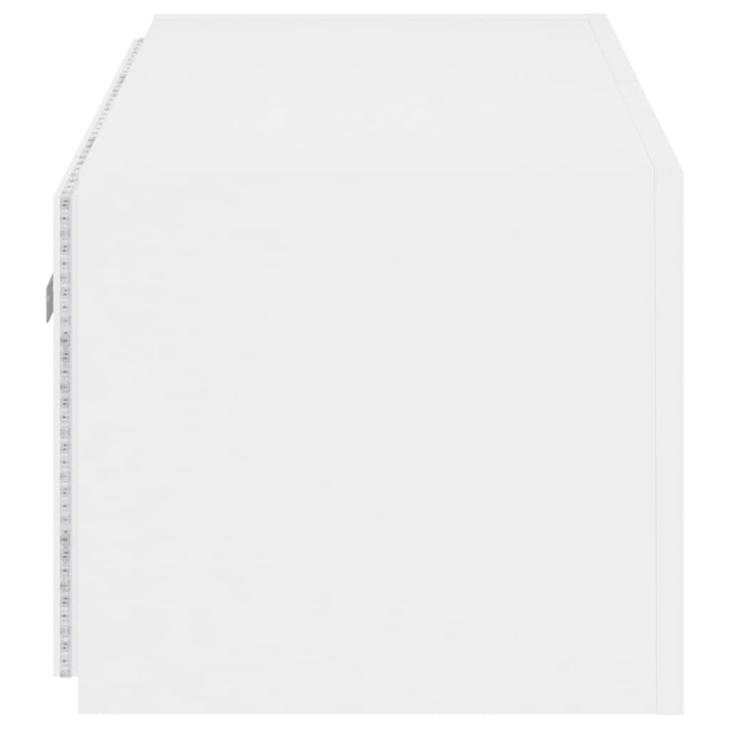 Meuble TV mural avec lumières LED blanc 100x35x31 cm