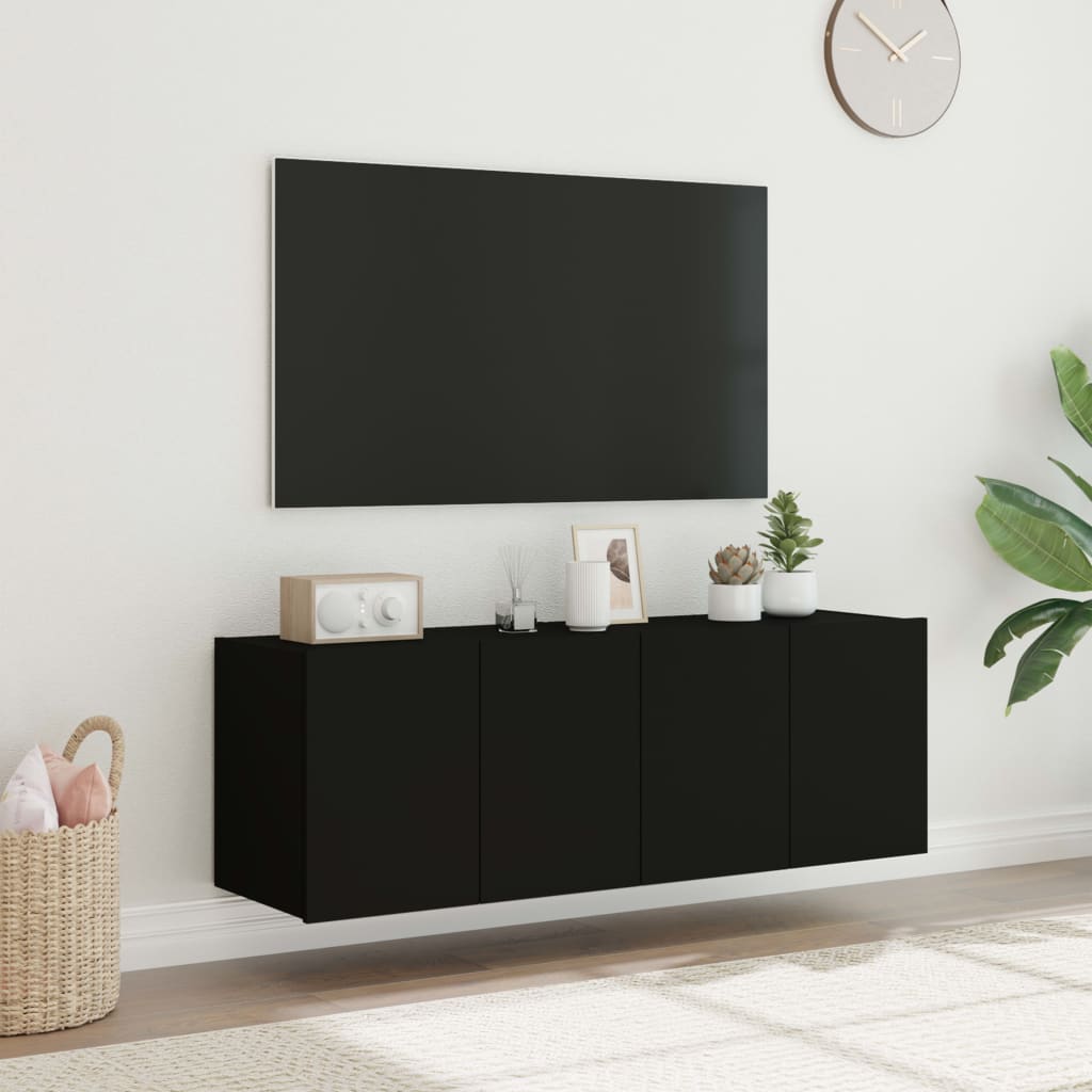 TV wall cabinets with LED lights 2 pcs. Black 60x35x41 cm