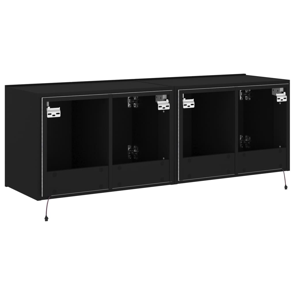 TV wall cabinets with LED lights 2 pcs. Black 60x35x41 cm