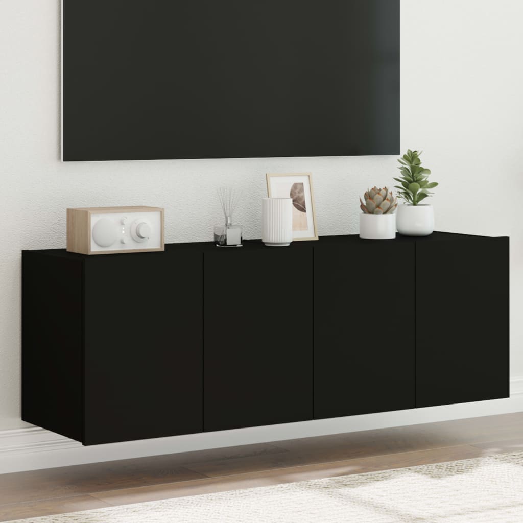 TV wall cabinets with LED lights 2 pcs. Black 60x35x41 cm