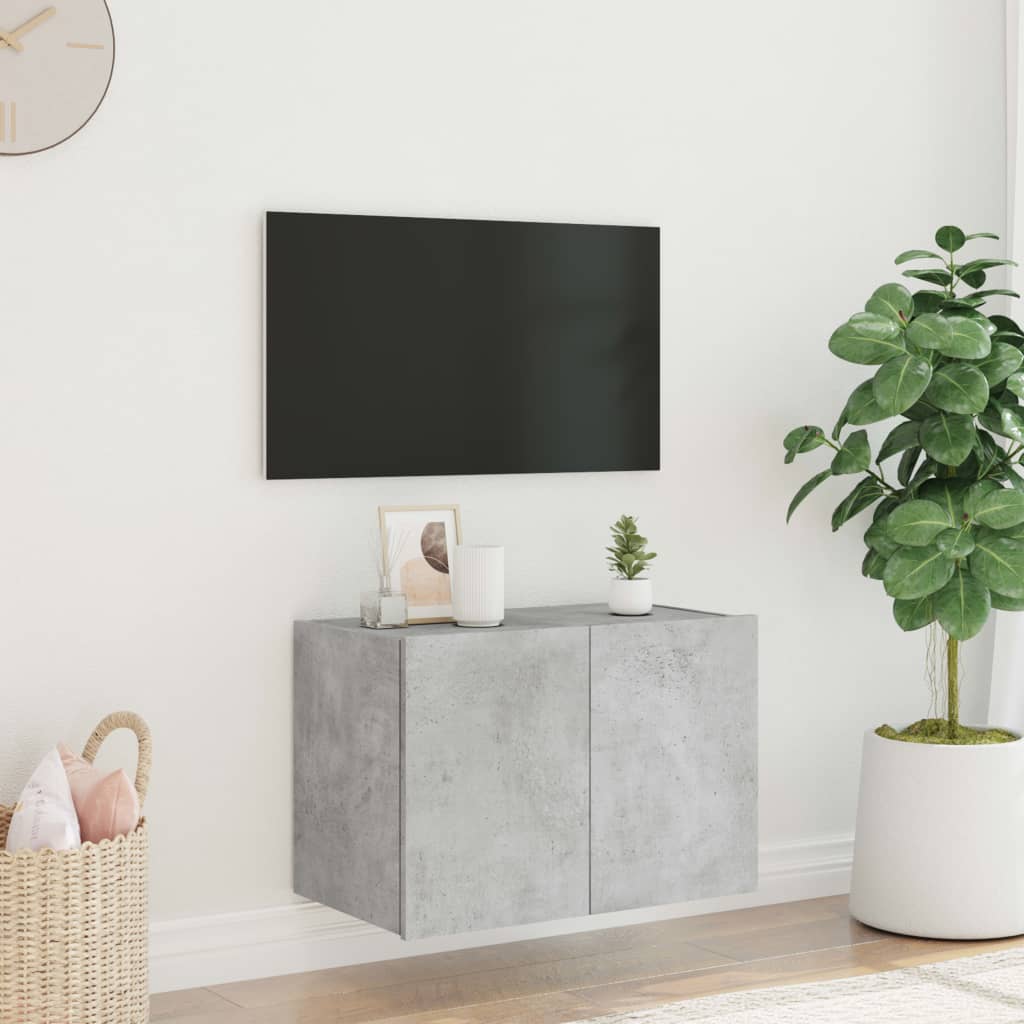TV wall cabinet with LED lights concrete grey 60x35x41 cm