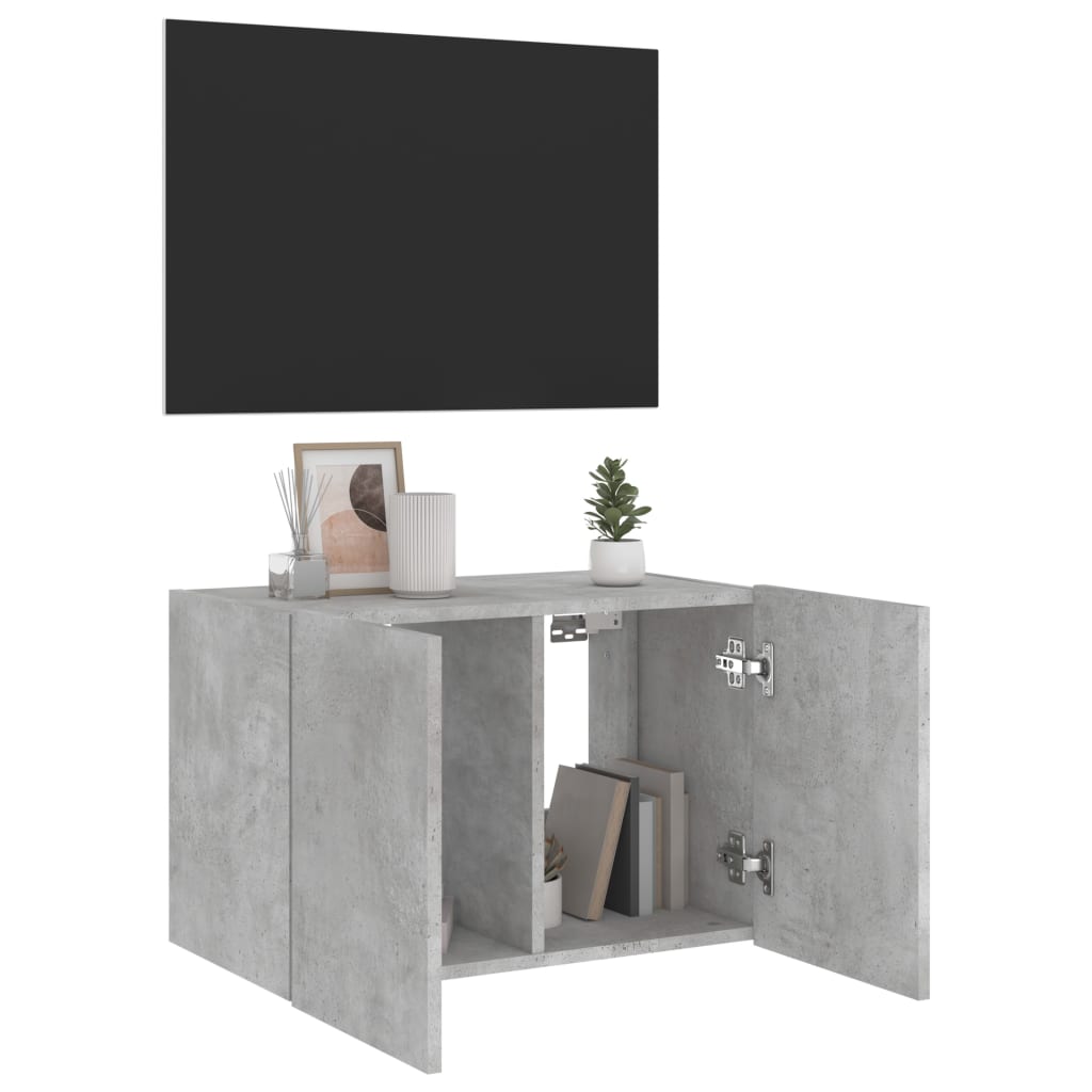 TV wall cabinet with LED lights concrete grey 60x35x41 cm