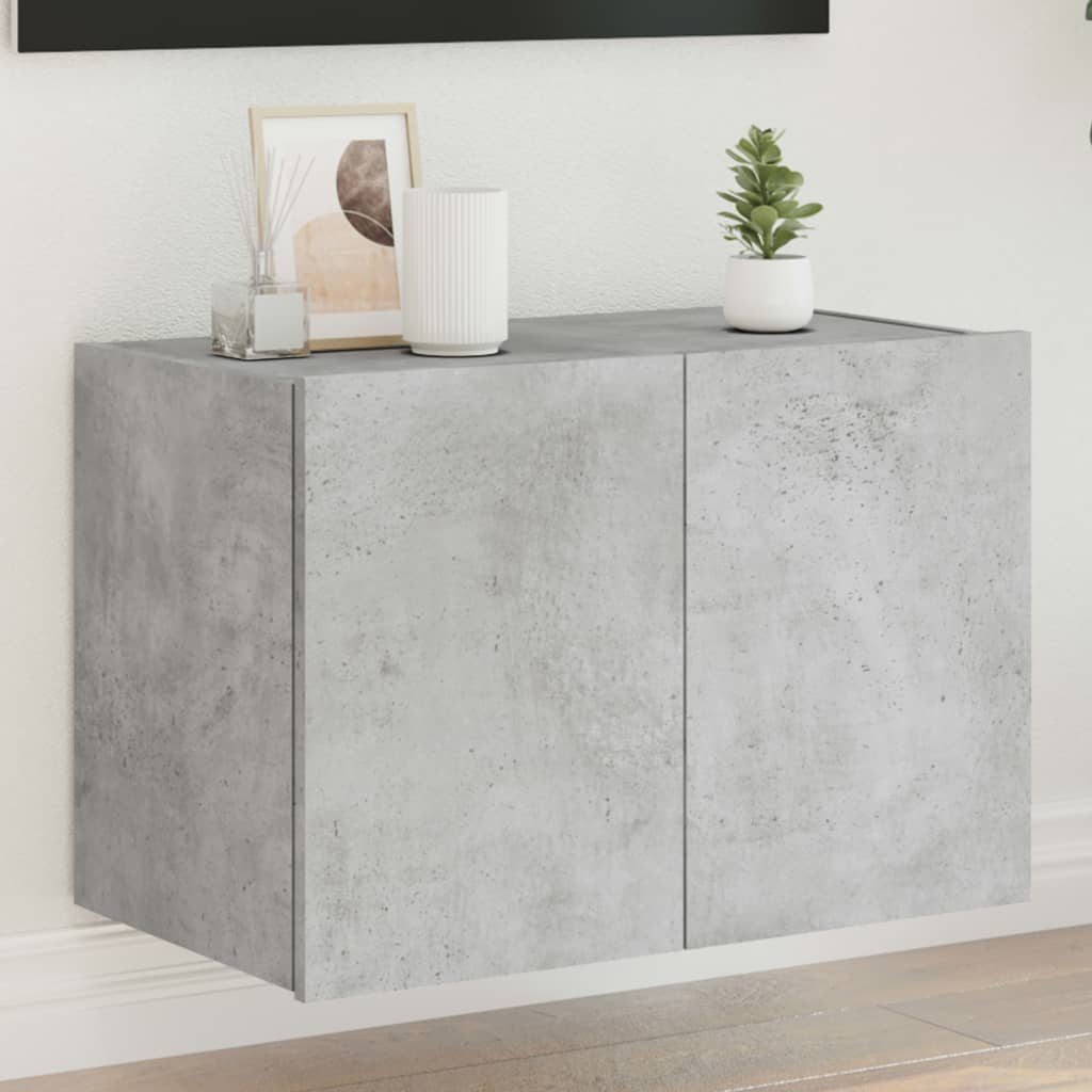 TV wall cabinet with LED lights concrete grey 60x35x41 cm