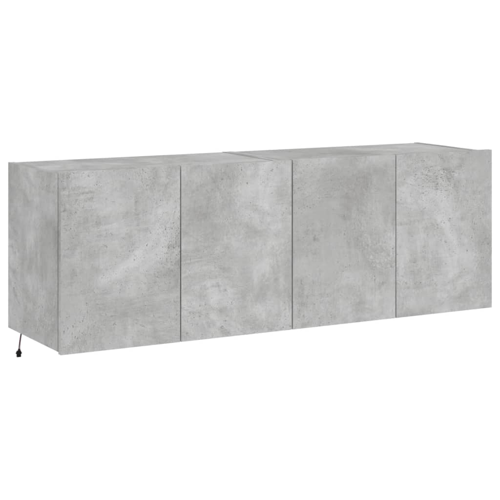 Armoires TV murales avec lumières LED 2 pcs. Gris béton 60x35x41 cm