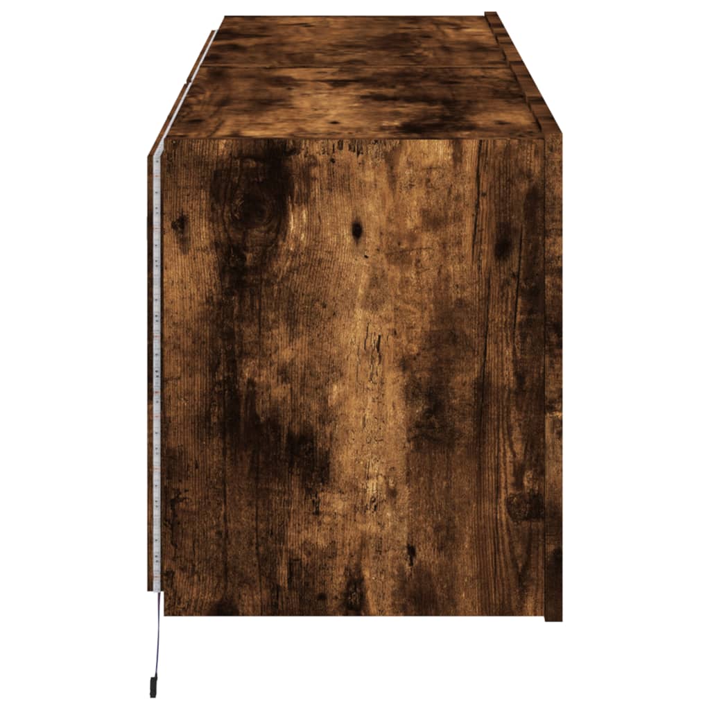 TV wall cabinets with LED lights 2 pieces smoked oak 60x35x41cm